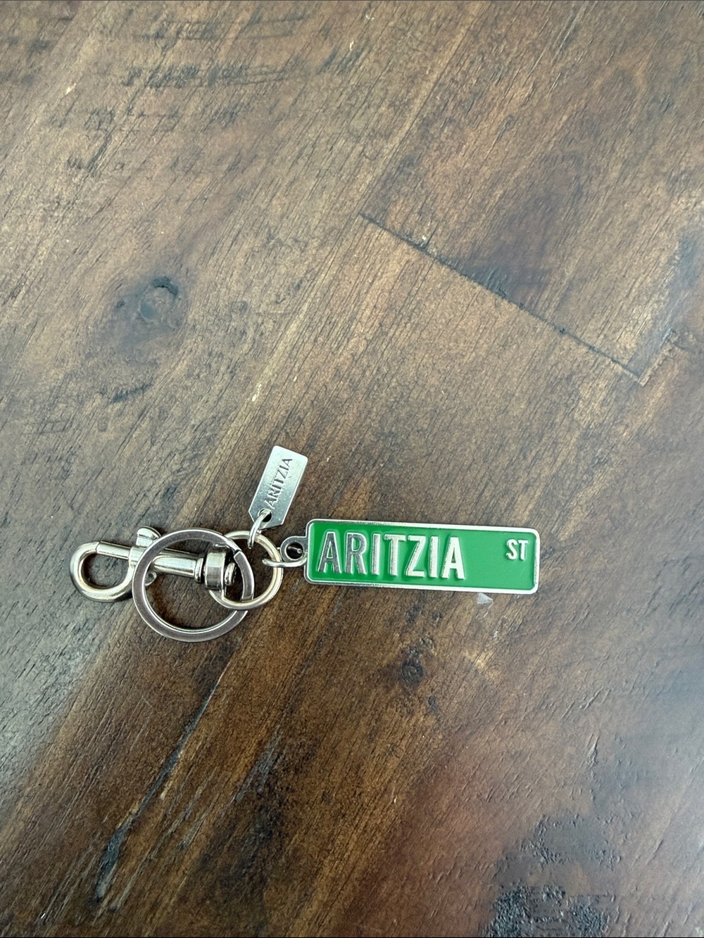 Aritzia Green metal Street Sign Key Ring - limited edition